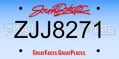 ZJJ8271 South Dakota License Plate