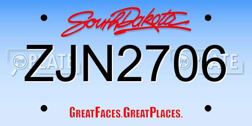 ZJN2706 South Dakota License Plate