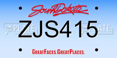 ZJS415 South Dakota License Plate