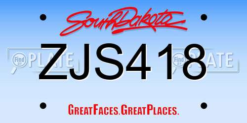 ZJS418 South Dakota License Plate