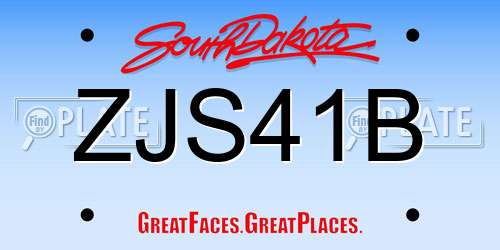 ZJS41B South Dakota License Plate