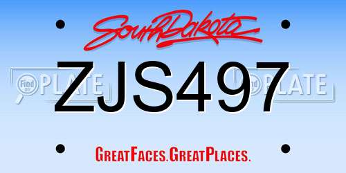 ZJS497 South Dakota License Plate