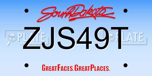 ZJS49T South Dakota License Plate
