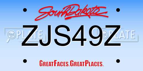 ZJS49Z South Dakota License Plate