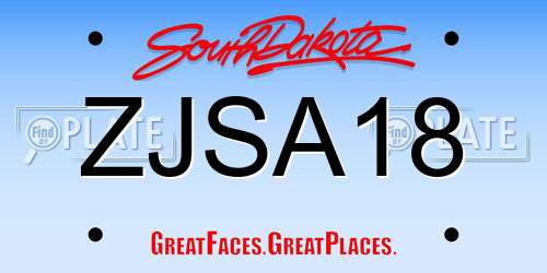 ZJSA18 South Dakota License Plate