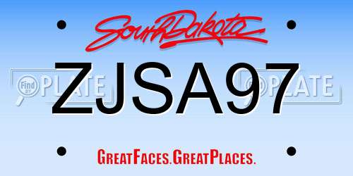 ZJSA97 South Dakota License Plate