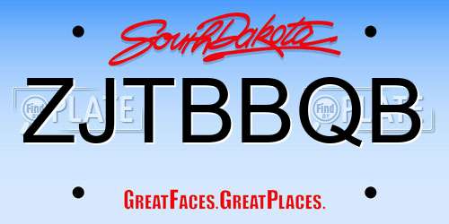 ZJTBBQB South Dakota License Plate