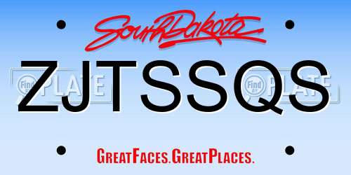 ZJTSSQS South Dakota License Plate
