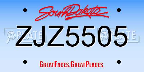ZJZ5505 South Dakota License Plate