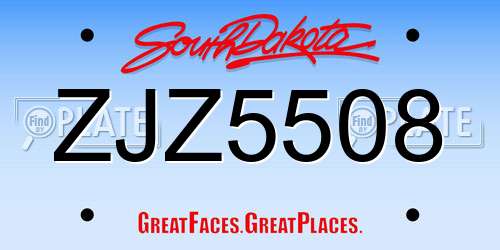 ZJZ5508 South Dakota License Plate