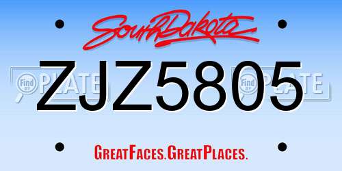 ZJZ5805 South Dakota License Plate