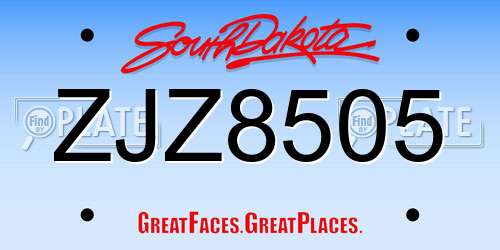 ZJZ8505 South Dakota License Plate
