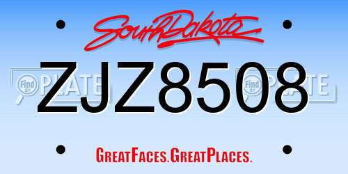 ZJZ8508 South Dakota License Plate