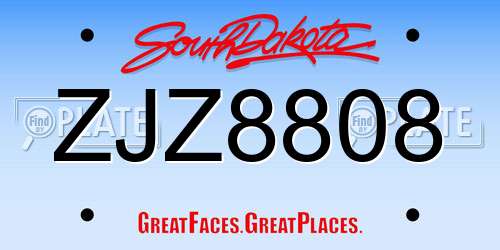 ZJZ8808 South Dakota License Plate