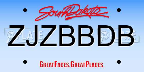 ZJZBBDB South Dakota License Plate