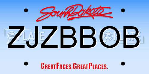 ZJZBBOB South Dakota License Plate