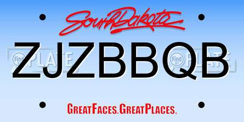 ZJZBBQB South Dakota License Plate