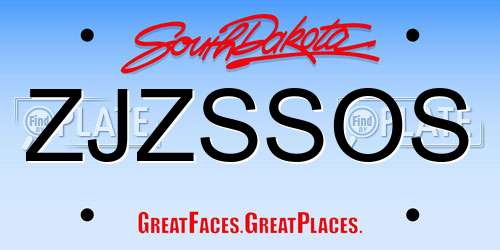 ZJZSSOS South Dakota License Plate
