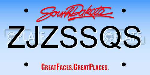 ZJZSSQS South Dakota License Plate