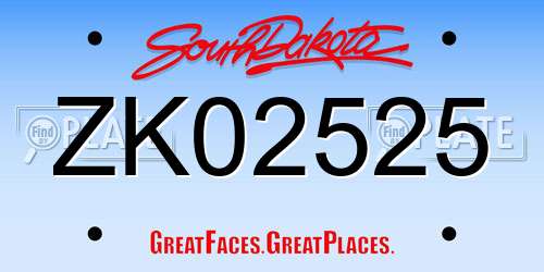 ZK02525 South Dakota License Plate