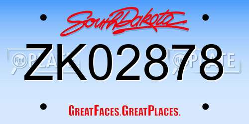 ZK02878 South Dakota License Plate