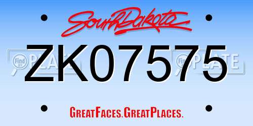 ZK07575 South Dakota License Plate