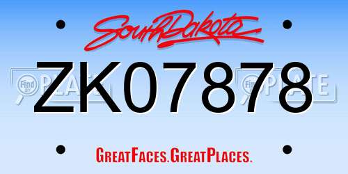 ZK07878 South Dakota License Plate