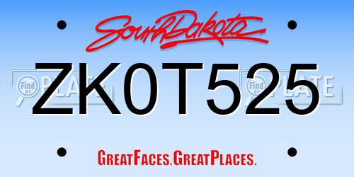 ZK0T525 South Dakota License Plate