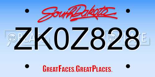 ZK0Z828 South Dakota License Plate