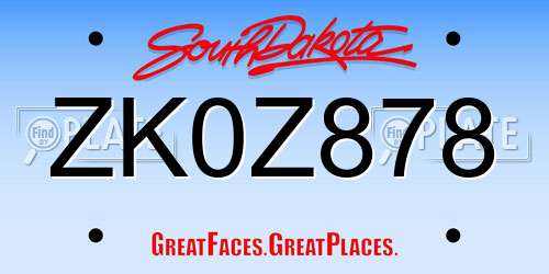 ZK0Z878 South Dakota License Plate