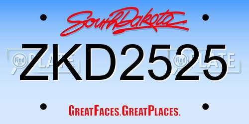 ZKD2525 South Dakota License Plate