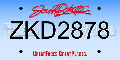 ZKD2878 South Dakota License Plate