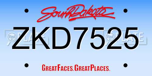 ZKD7525 South Dakota License Plate