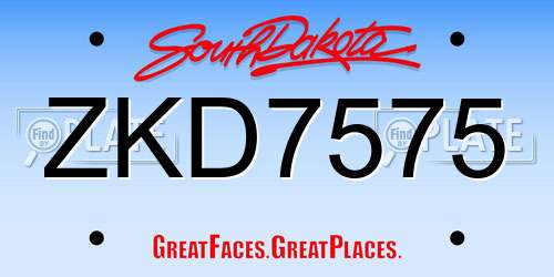 ZKD7575 South Dakota License Plate
