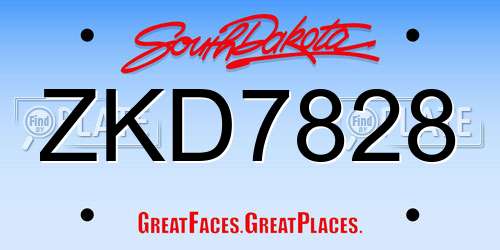 ZKD7828 South Dakota License Plate