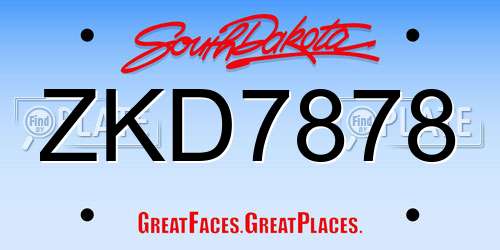 ZKD7878 South Dakota License Plate
