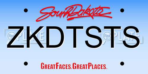 ZKDTSTS South Dakota License Plate