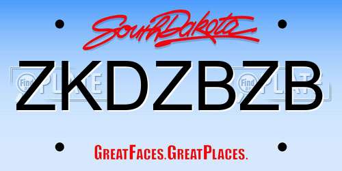 ZKDZBZB South Dakota License Plate