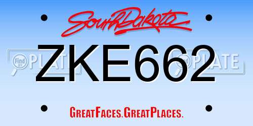 ZKE662 South Dakota License Plate