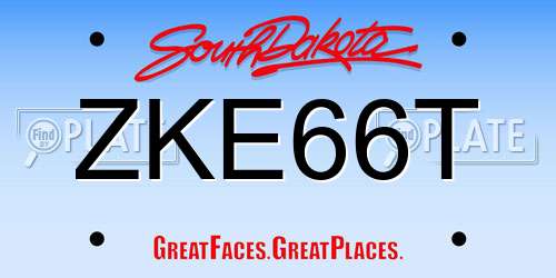 ZKE66T South Dakota License Plate