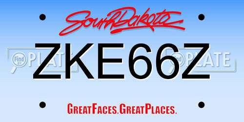ZKE66Z South Dakota License Plate
