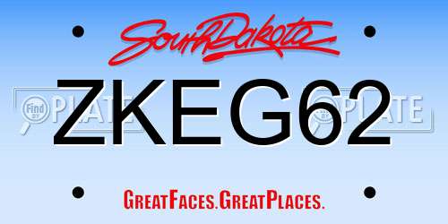 ZKEG62 South Dakota License Plate