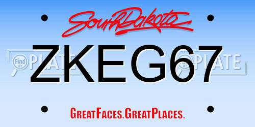 ZKEG67 South Dakota License Plate
