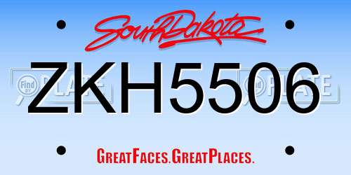 ZKH5506 South Dakota License Plate