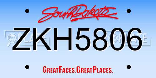 ZKH5806 South Dakota License Plate