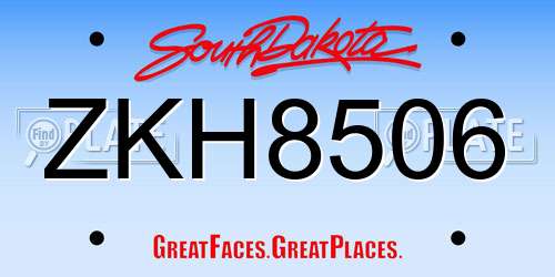 ZKH8506 South Dakota License Plate