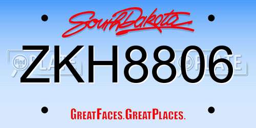 ZKH8806 South Dakota License Plate