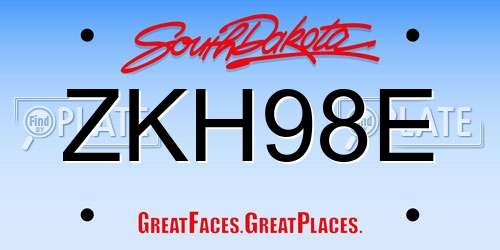 ZKH98E South Dakota License Plate