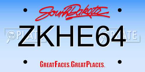 ZKHE64 South Dakota License Plate