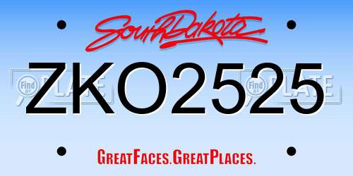 ZKO2525 South Dakota License Plate